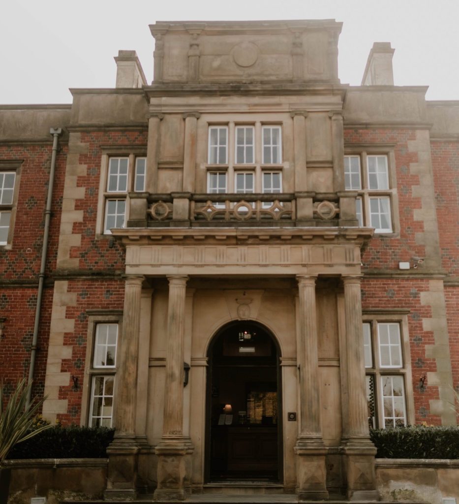 north west wedding venue De Vere Cranage Estate grand front door of hotel